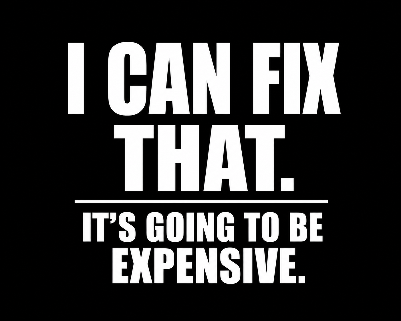 I CAN FIX THAT… IT’S GOING TO BE EXPENSIVE.” T-Shirt – Alex Park