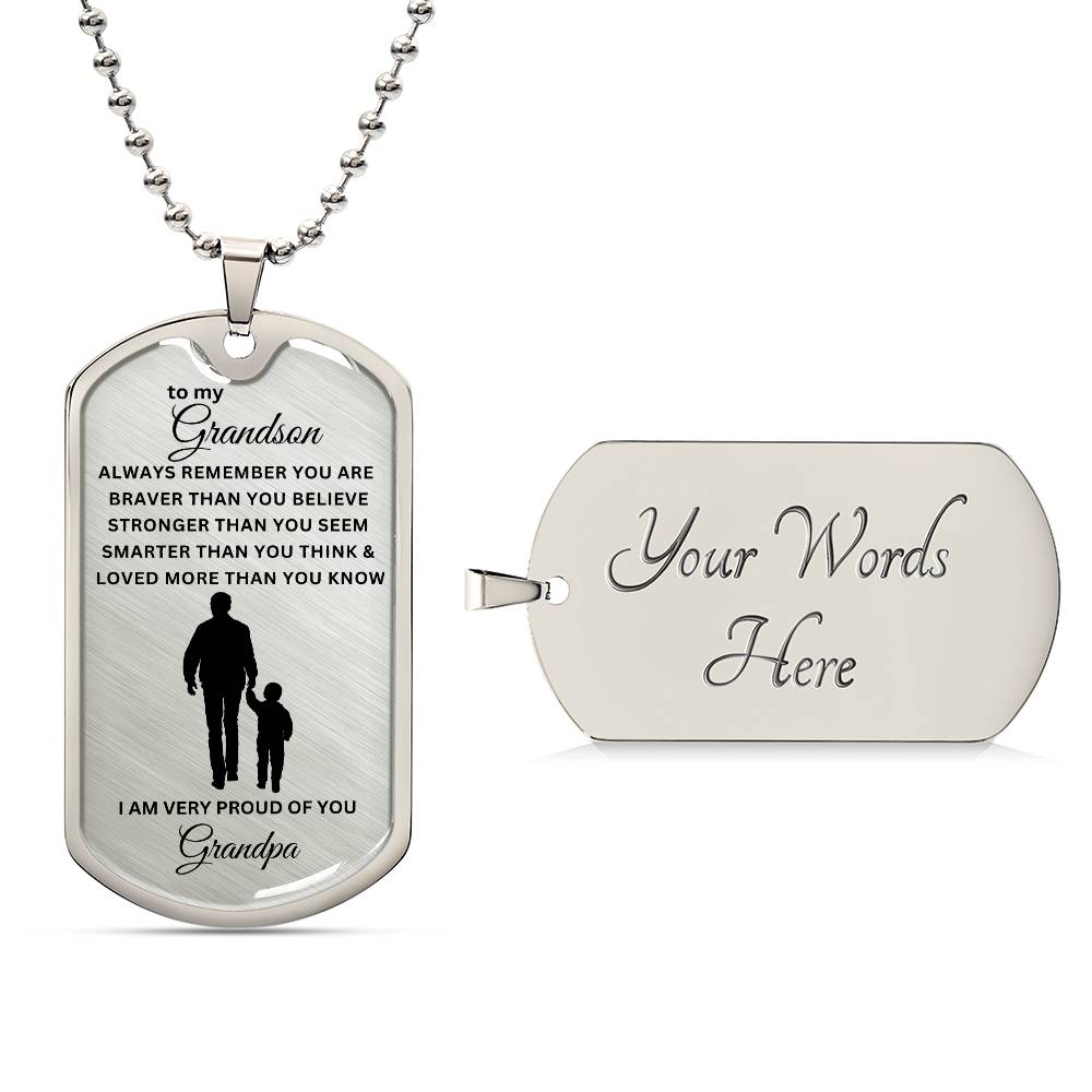 To My Grandson-Grandpa | Dog Tag | 01