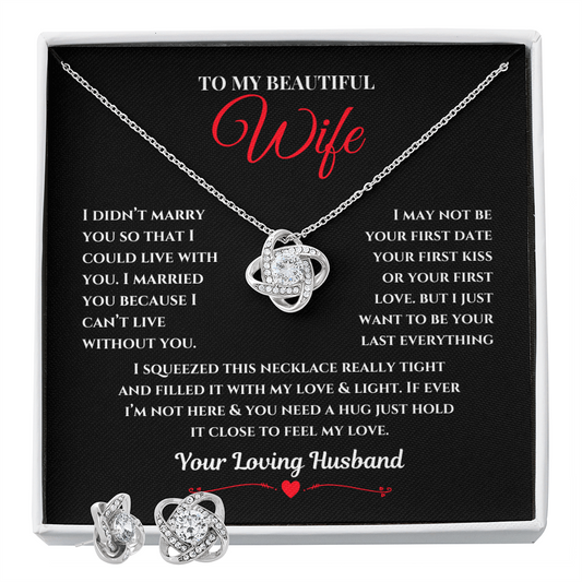 To My Beautiful Wife | Love Knot Necklace & Earring Set