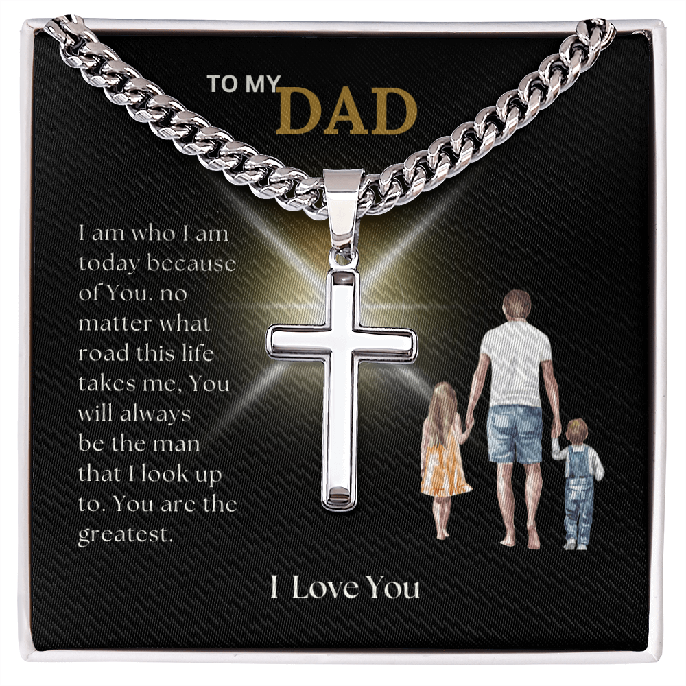 To My Dad | Cuban Link Chain with Engraved Artisan Cross 01