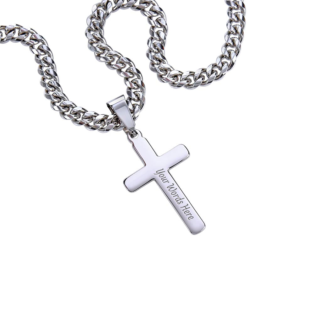 To My Son | Cuban Link Chain with Engraved Artisan Cross 03